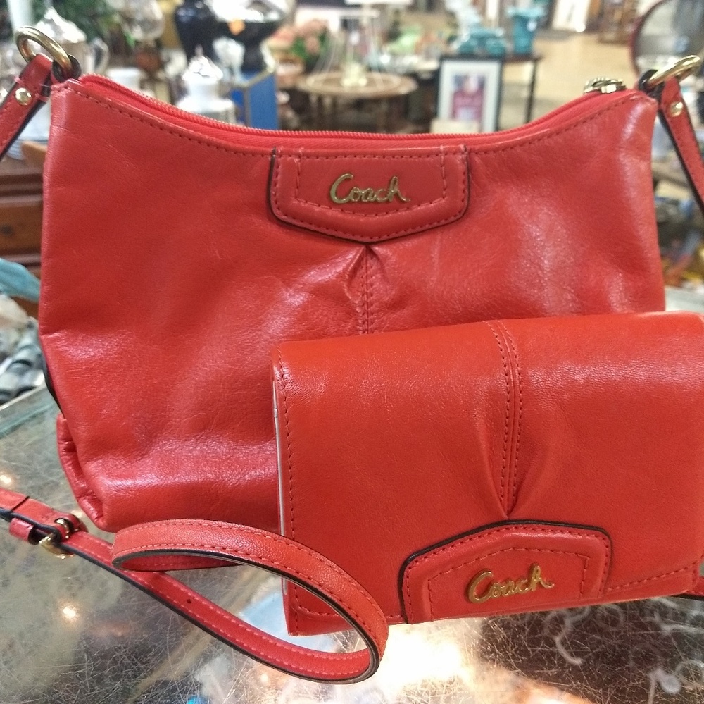 Coach purse & matching orange wallet set very nice